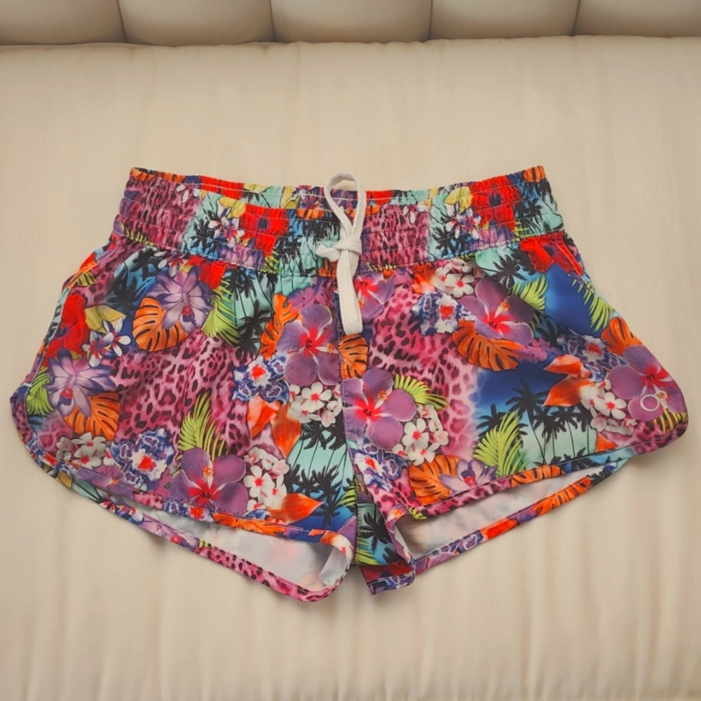 OP Ocean Pacific Beach shorts vibrant Hawaiian print women's size S